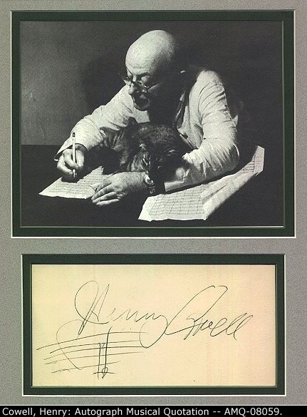 Cowell, Henry - Ensemble with Autograph Musical Quotation Signed